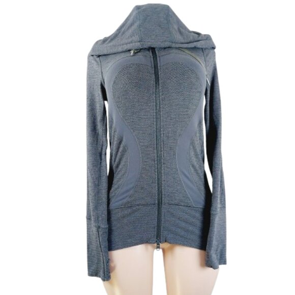 Lululemon Women's Grey Heathered Soft Mini Check Stride Performance Jacket Sz 4 - Picture 1 of 10